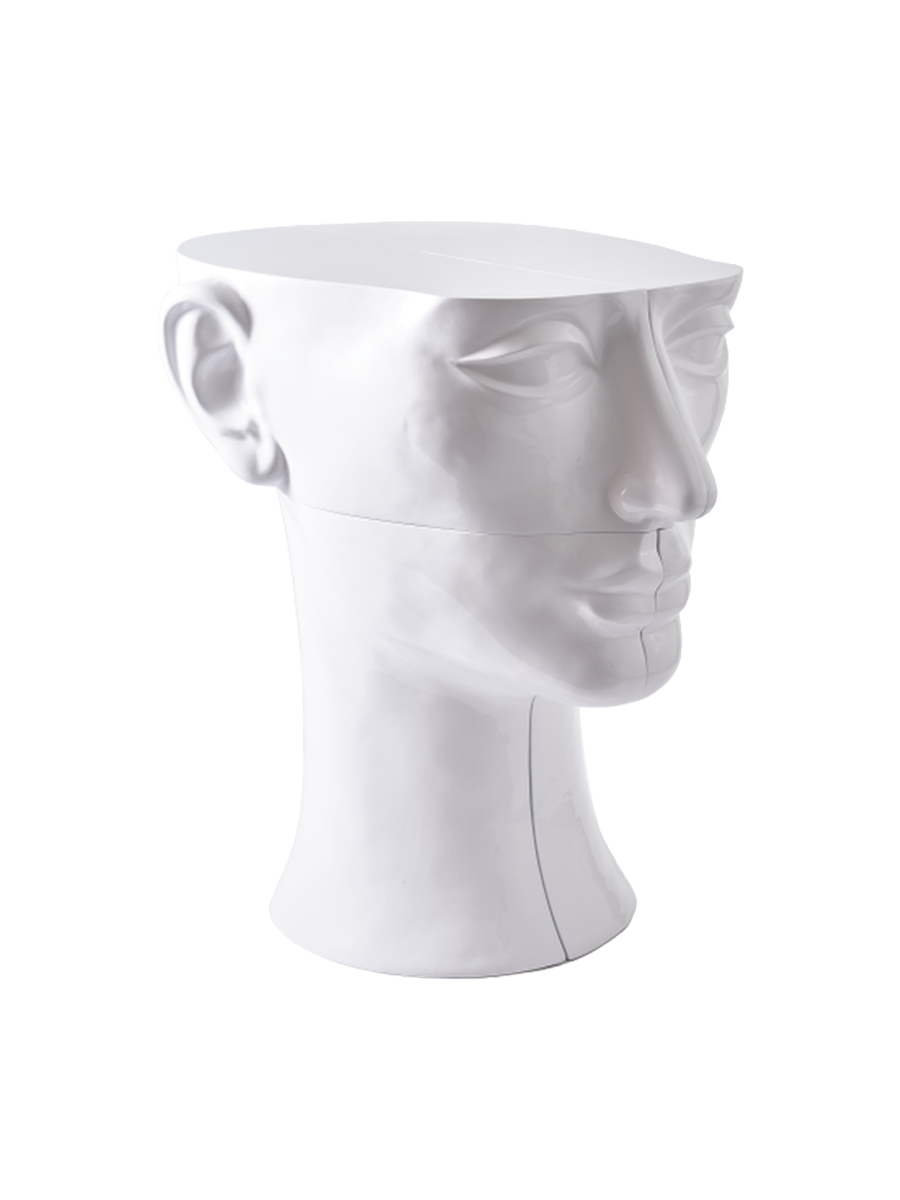 
"Head" Designer Side Table - White / Left side of face