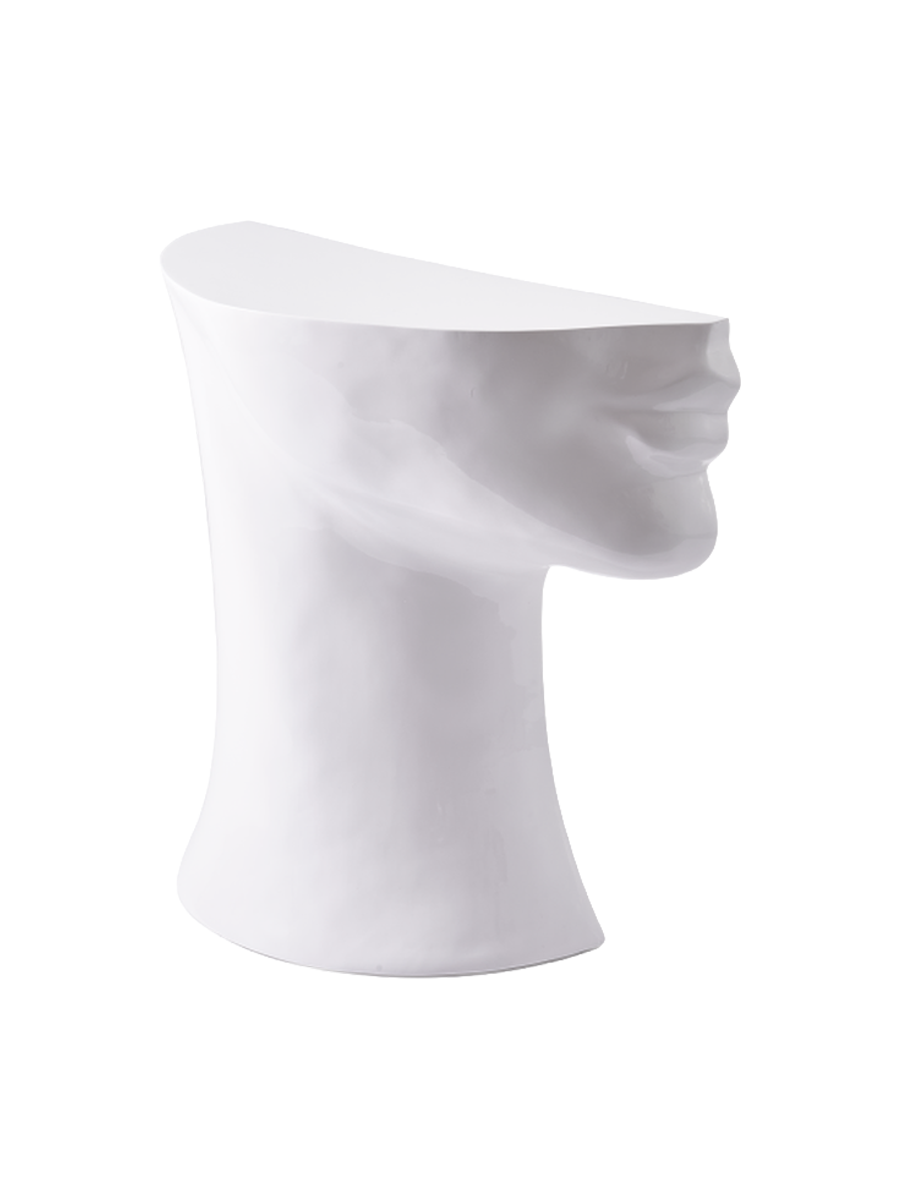 
"Head" Designer Side Table - White / Right side of the face