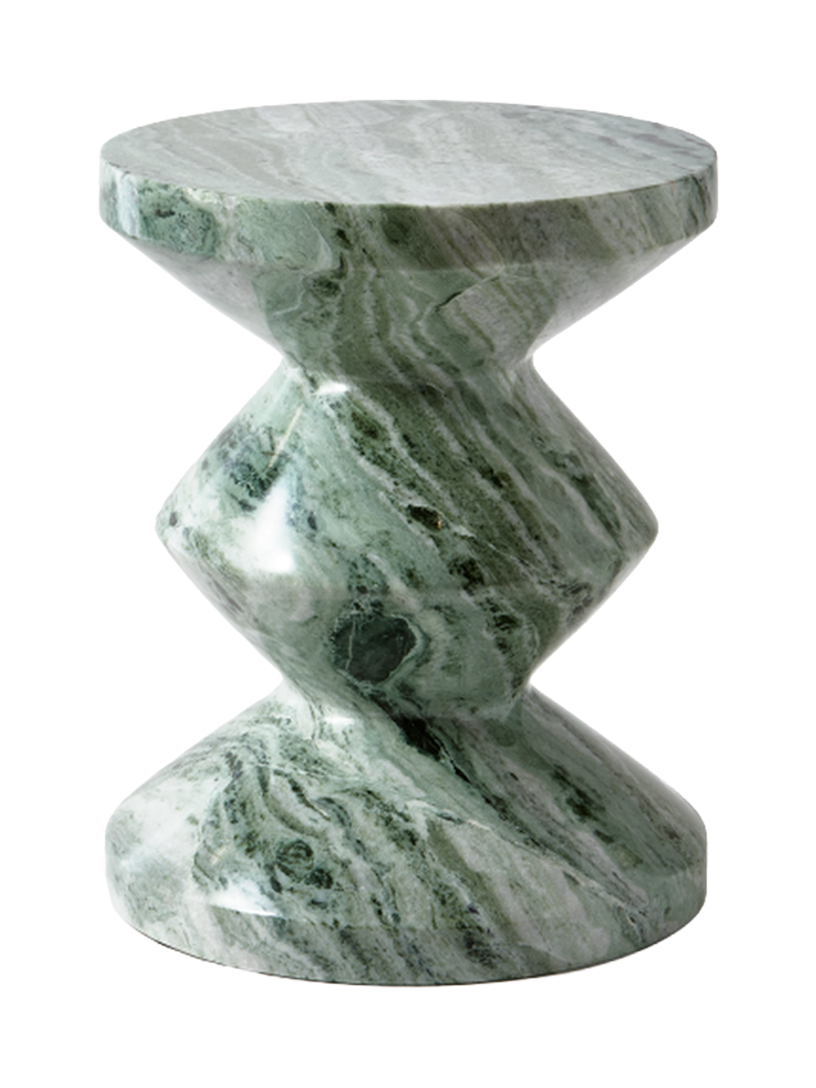 
Solid Marble "Zig Zag" Design Stool & Side Table - Marble Green