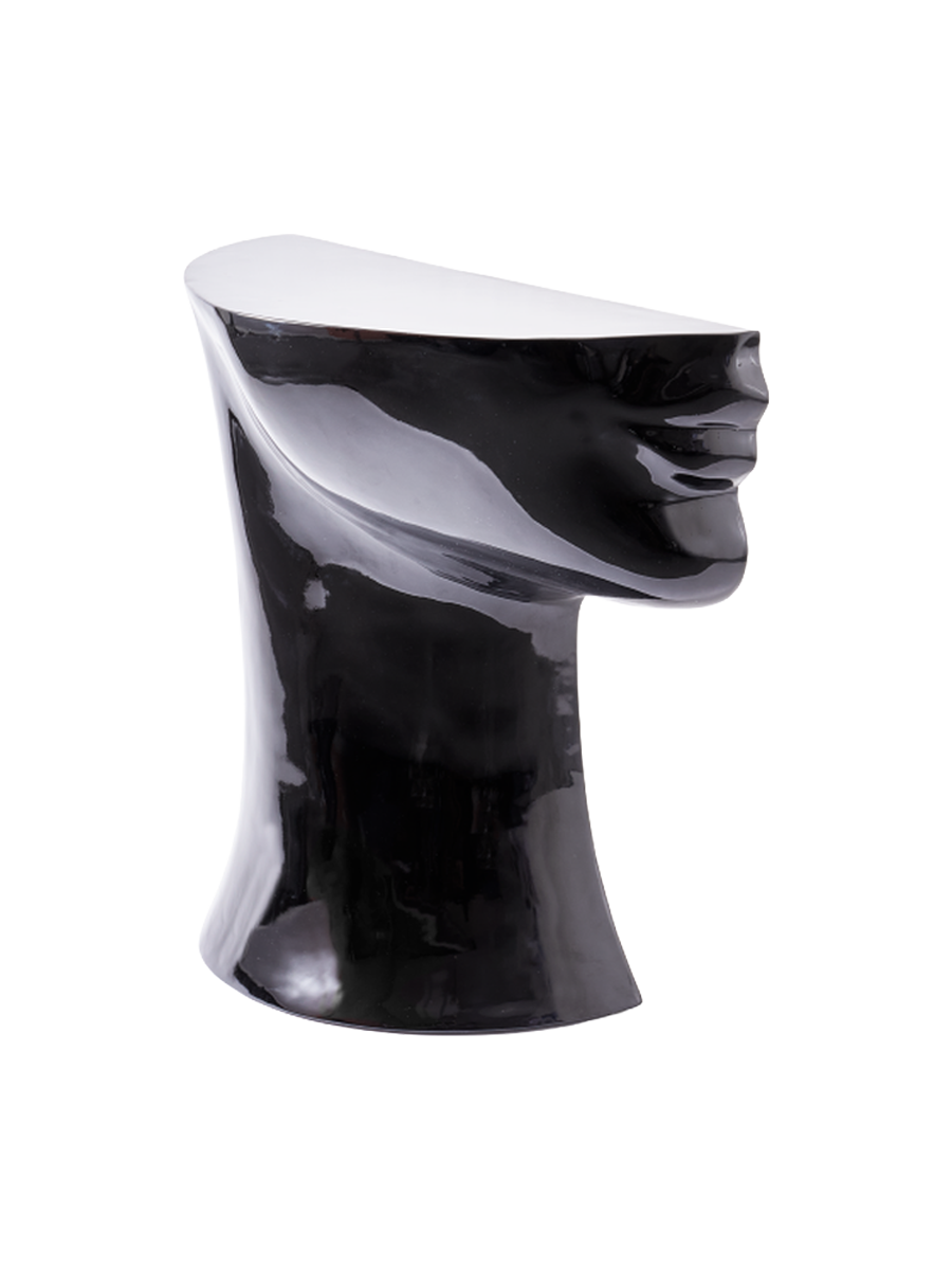 
"Head" Designer Side Table - Black / Left side of face