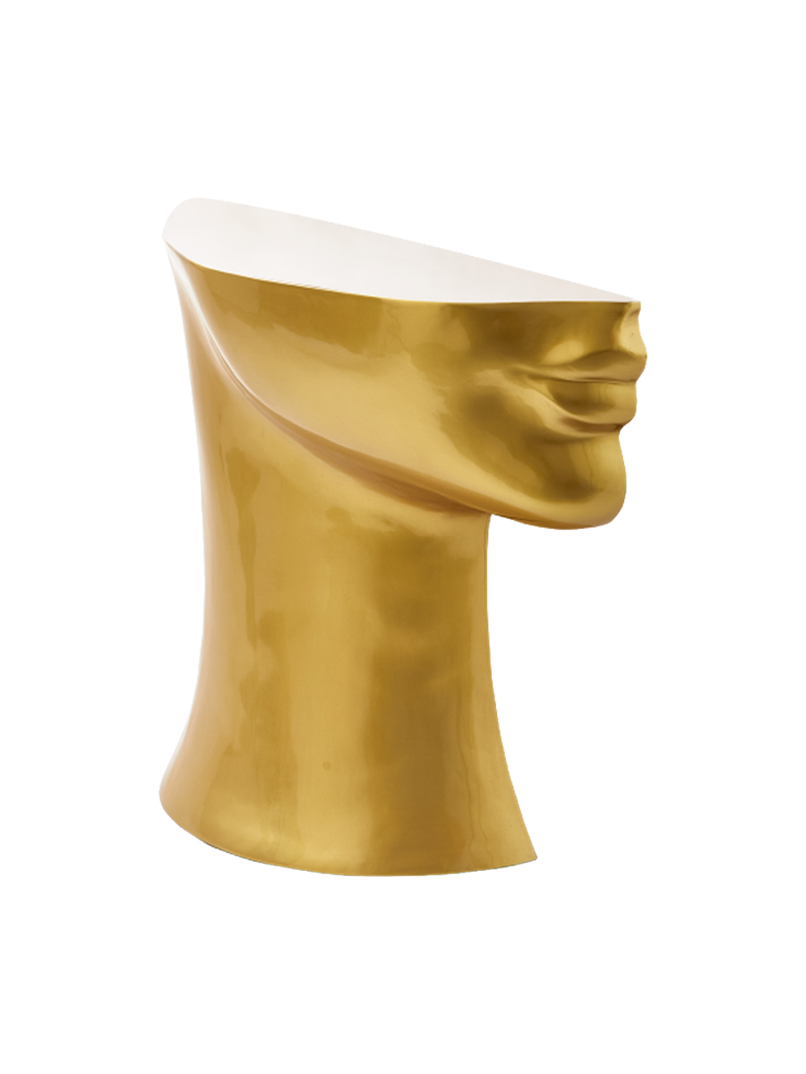 
"Head" Designer Side Table - Gold / Left side of face