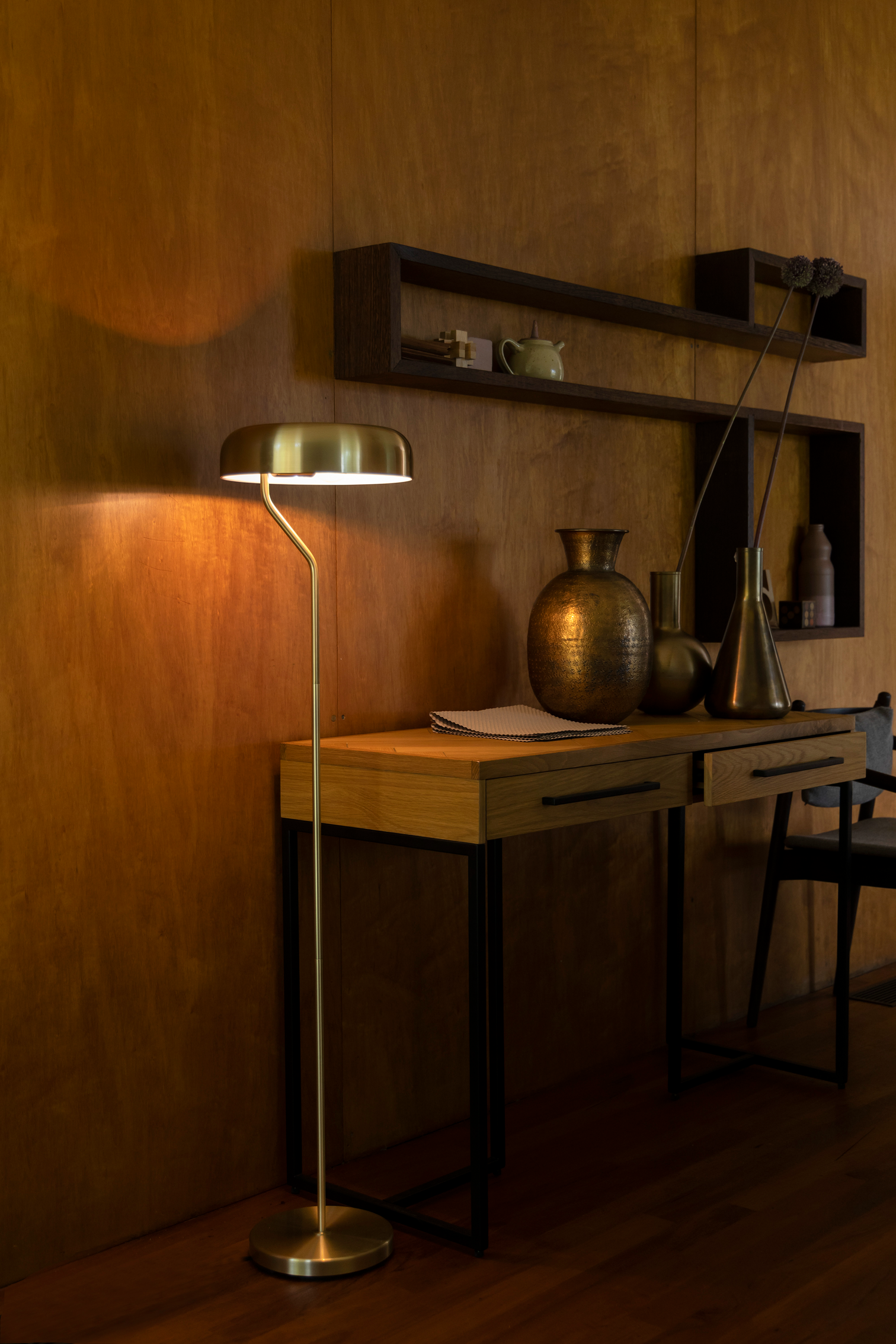 
"Eclipse" Designer Floor Lamp - Gold