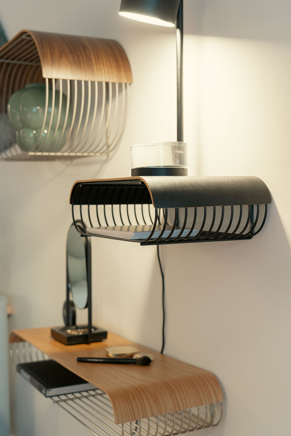 
Wooden tray "Curva" for the Curva wall shelf, Small - Black