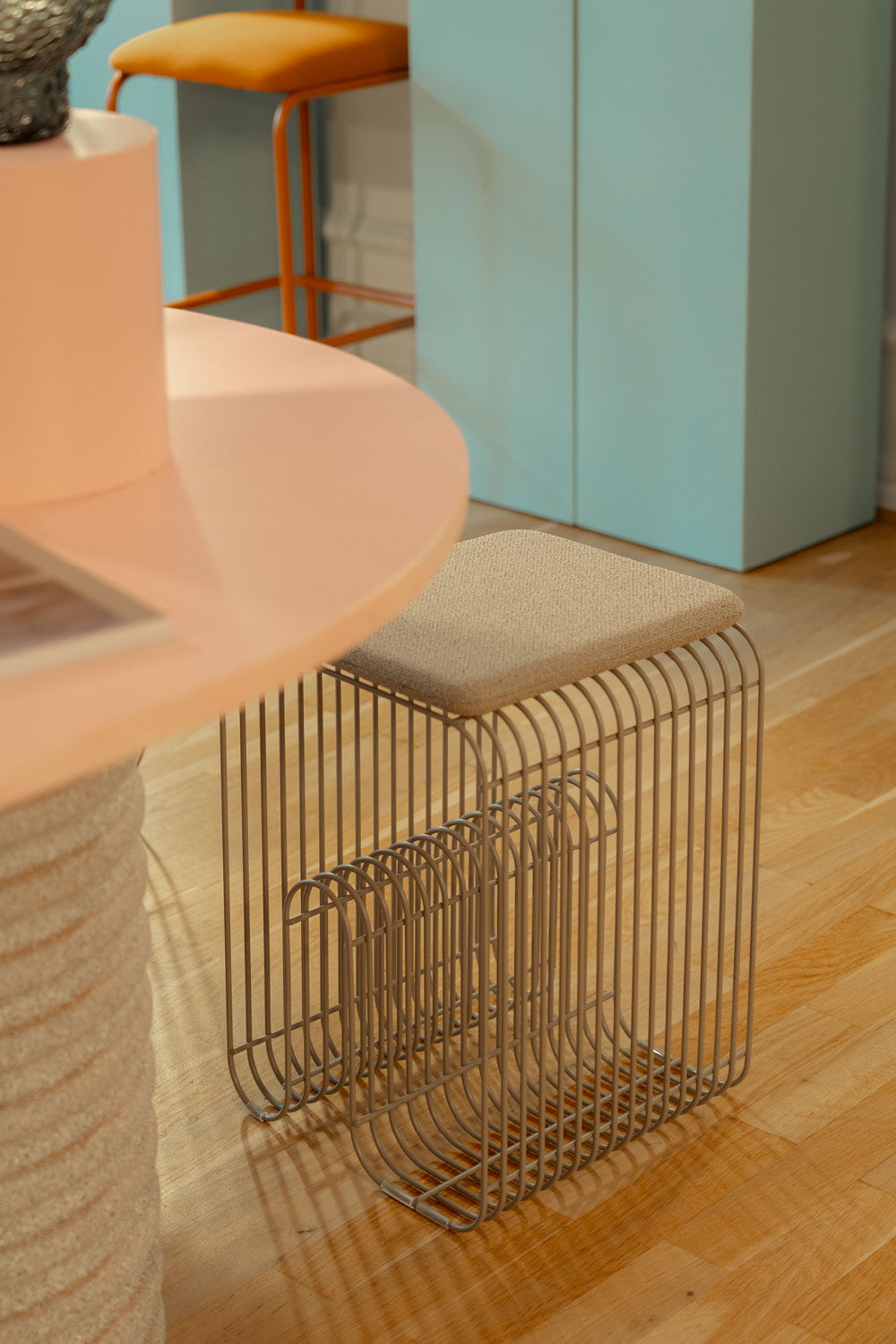 
"Curva" seat cushion for the Curva stool - Taupe Boucle