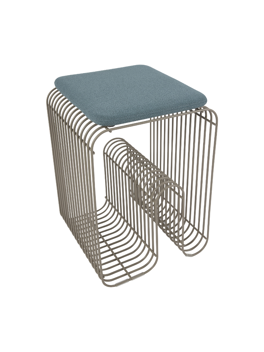 
"Curva" seat cushion for the Curva stool - Dusty Blue Bouclé