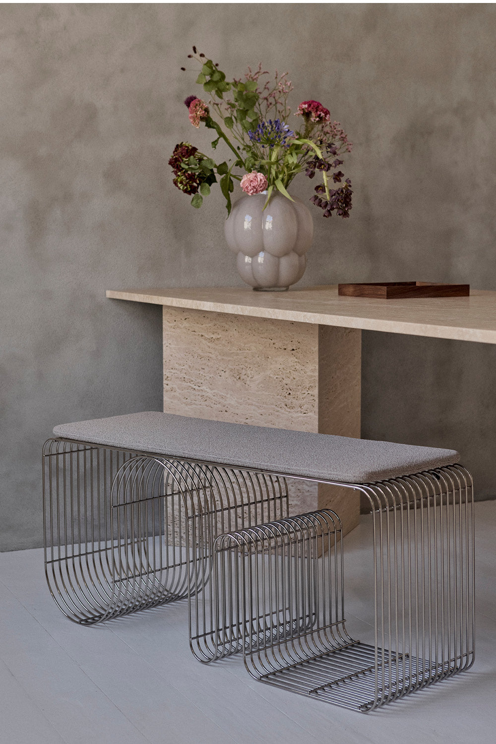 
Seat cushion "Curva" for the Curva bench - Taupe Boucle