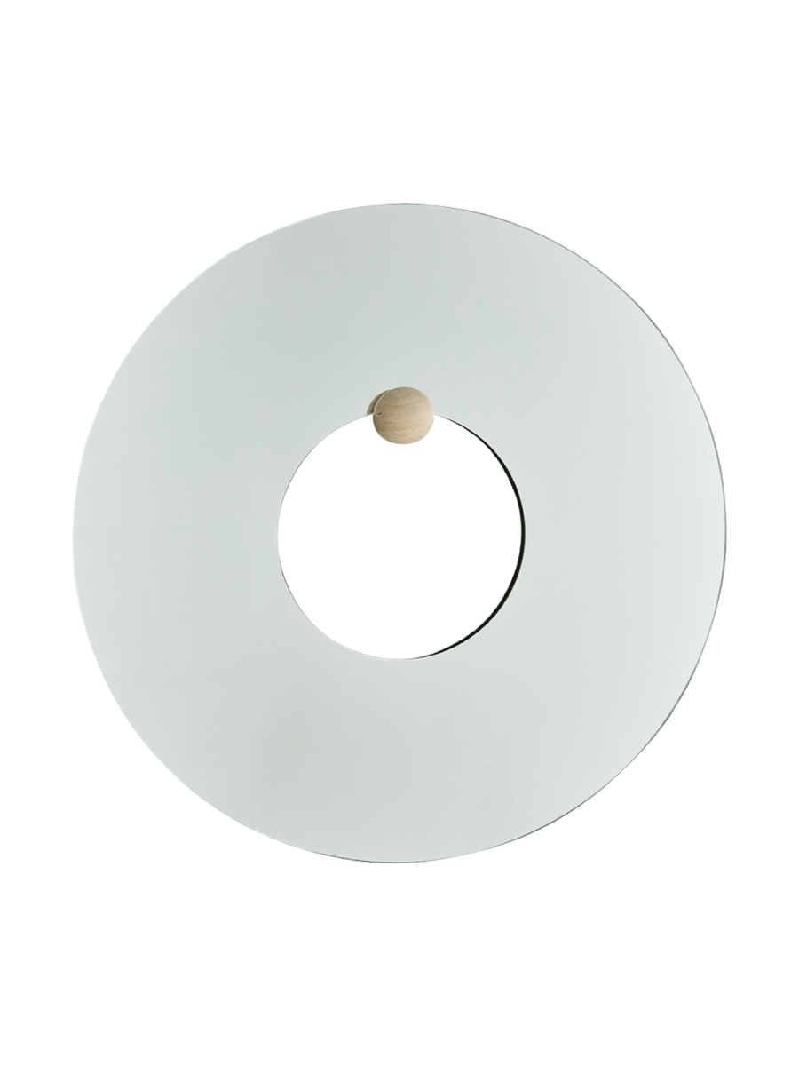 
Round Design Mirror "Castellum" Clear/Travertine Ø 80 cm
