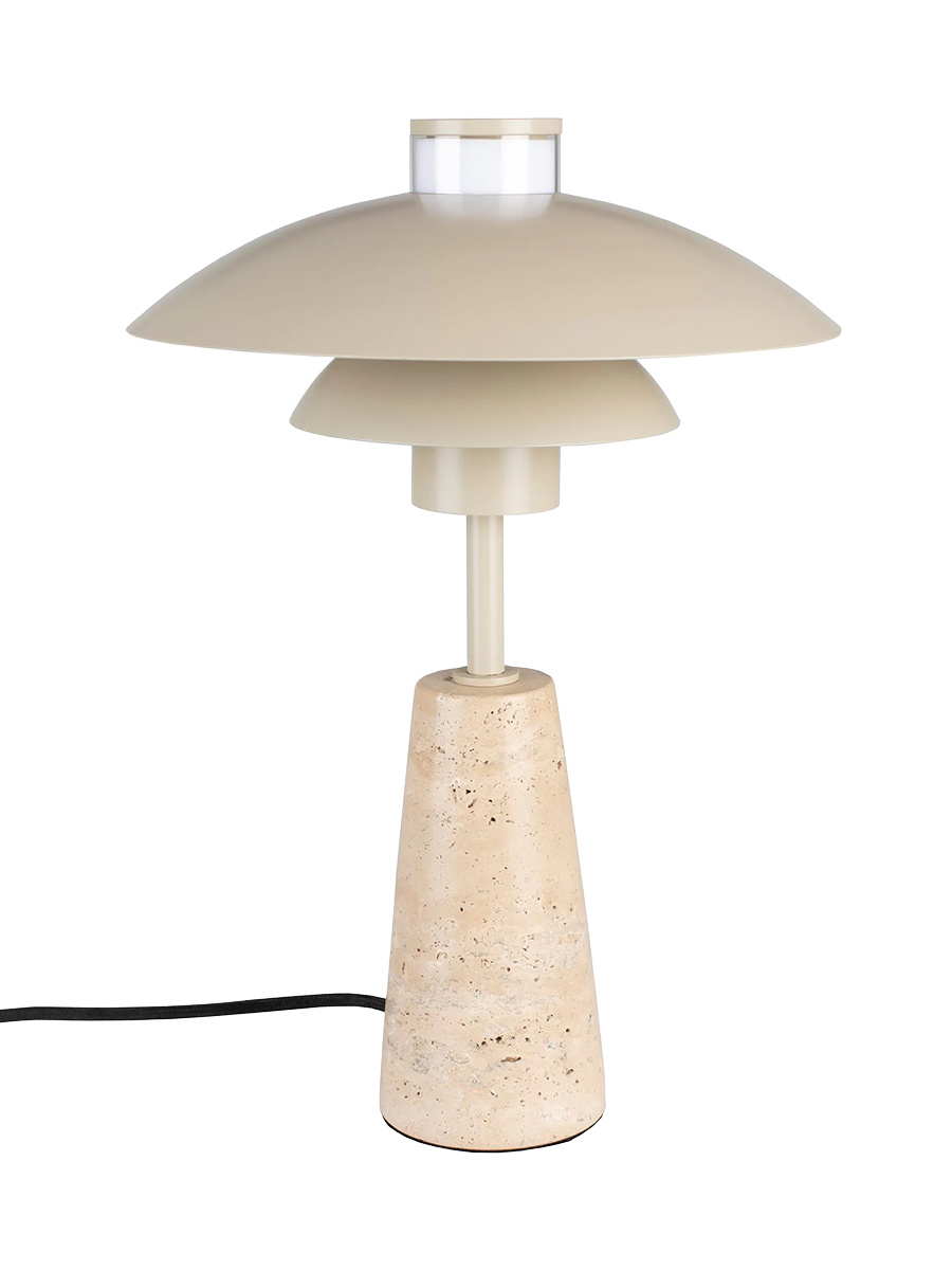 
Lampada da tavolo di design «Cole» con base in travertino