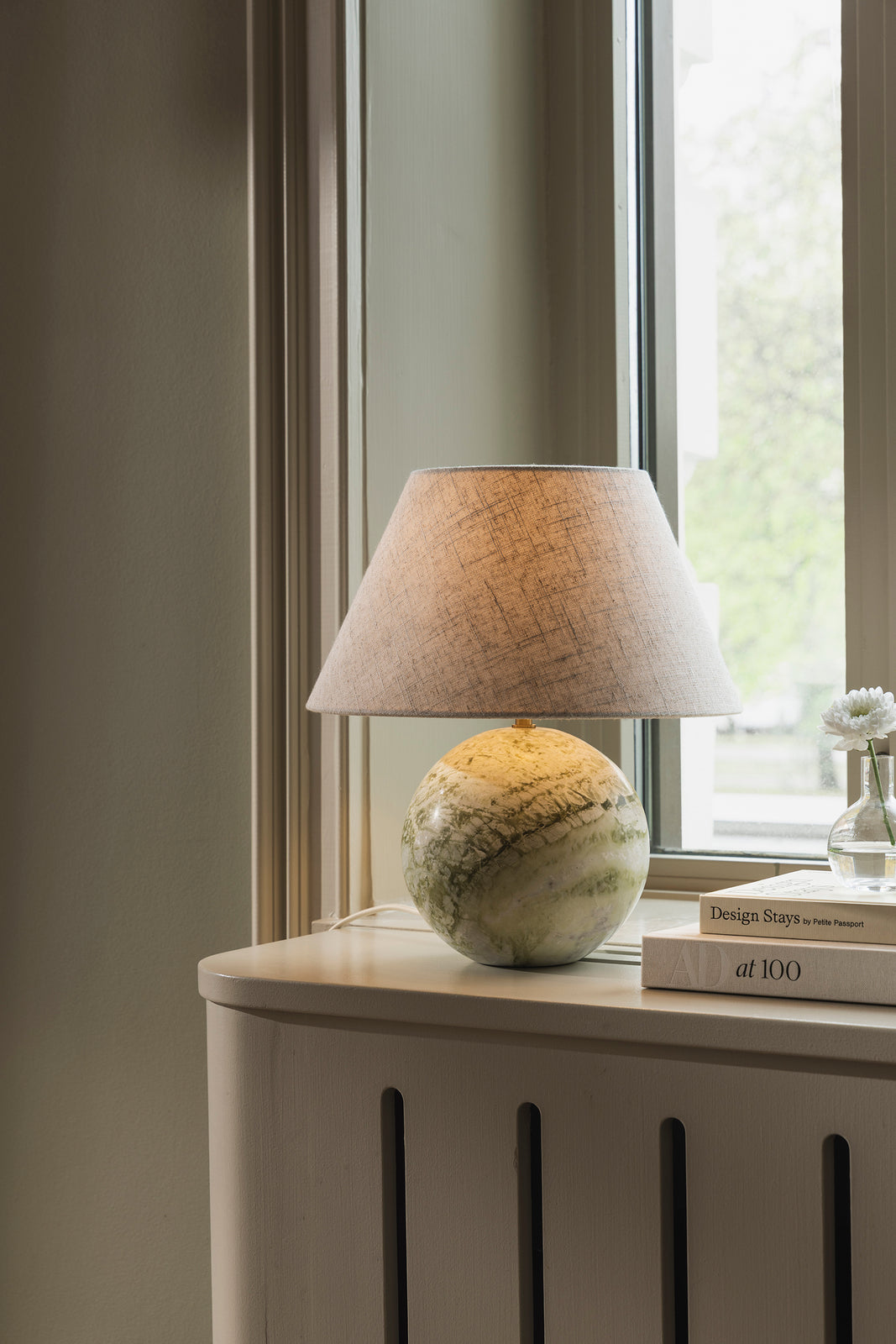
Lampada da tavolo di design in marmo «Castello» Ø 35 x altezza 38 cm - Beige/Verde chiaro