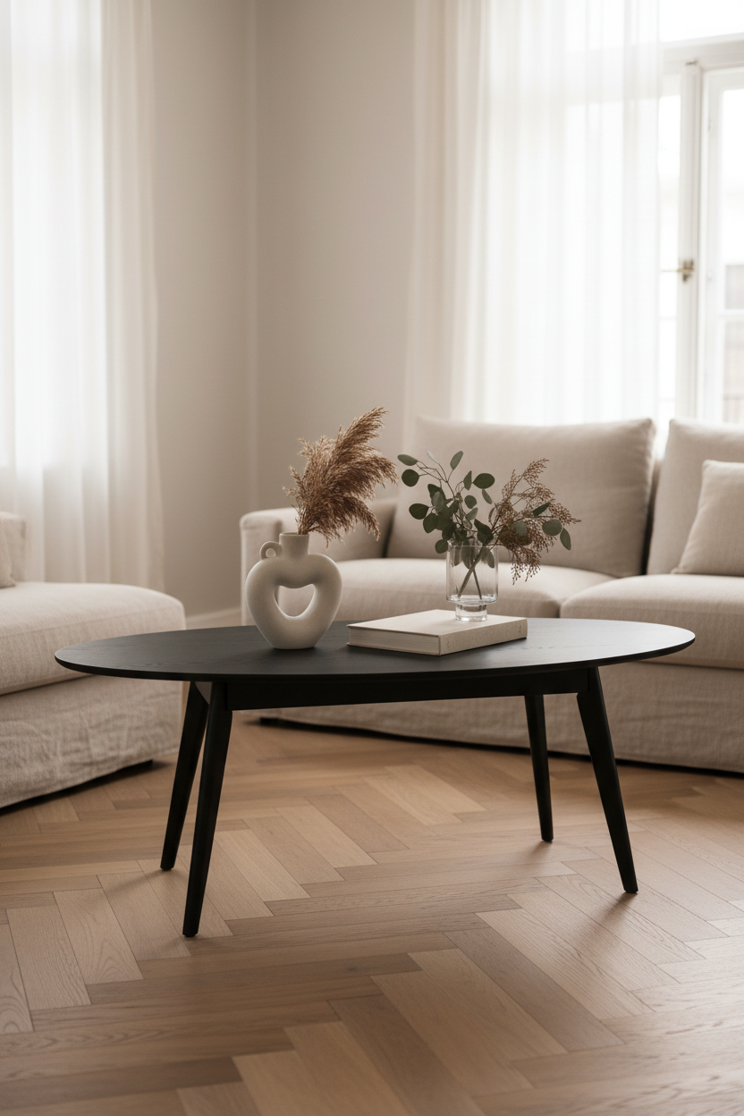 
Ovaler Couchtisch „Yumi“ 130 x 65 cm - Schwarz