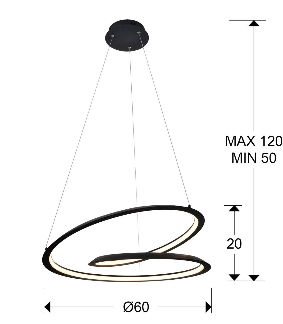 
Suspension LED design à intensité variable « Looping » - Ø 60 cm