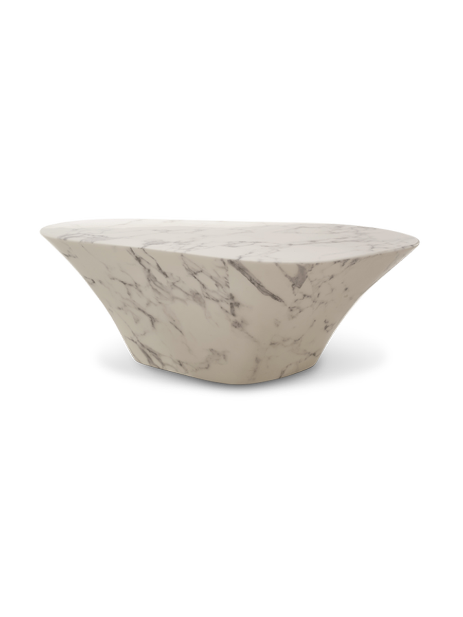 
Asymmetrischer Design Couchtisch „Marble Look“ - Weiss