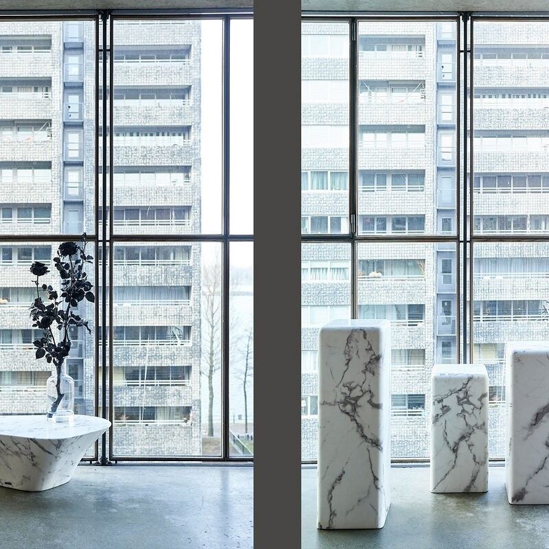 
Designer Decorative & Floral Column "Pillar" - W = 33 x 33 x H 91.4 cm / White Marble
