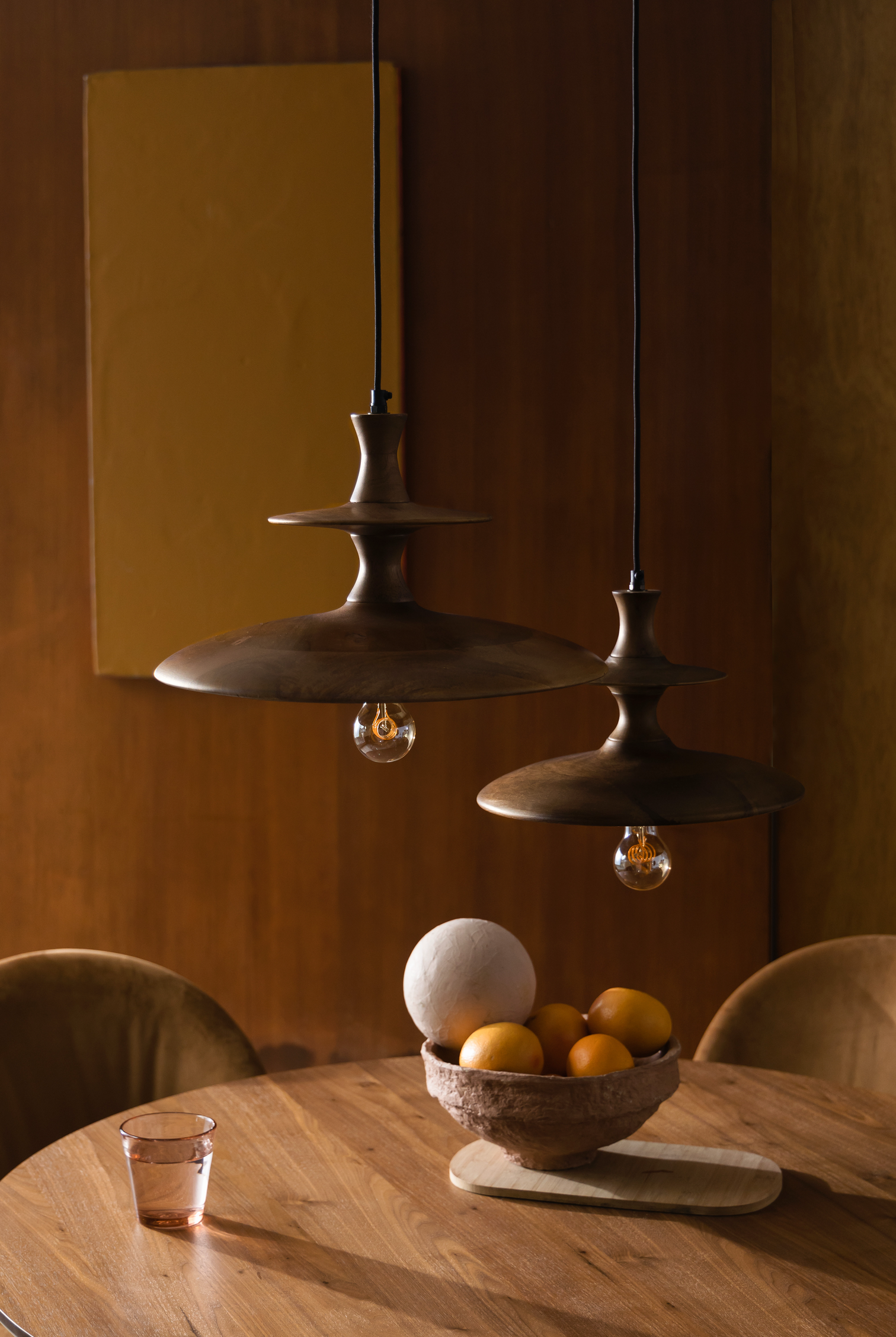 
Designer Pendant Lamp "Cath Walnut" - 25 x 43 cm diameter