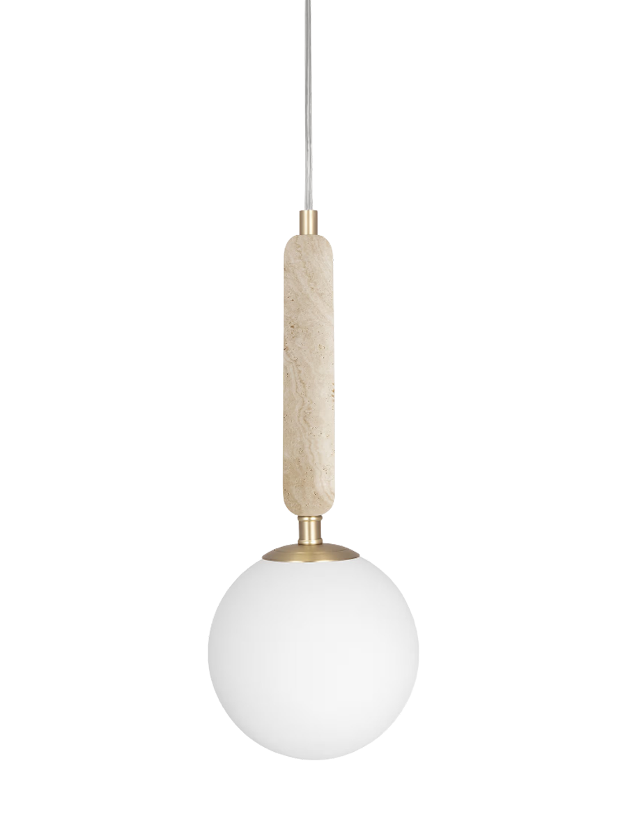 
Kleine Marmor Pendellampe „Torrano“ Ø 15 cm - Travertin
