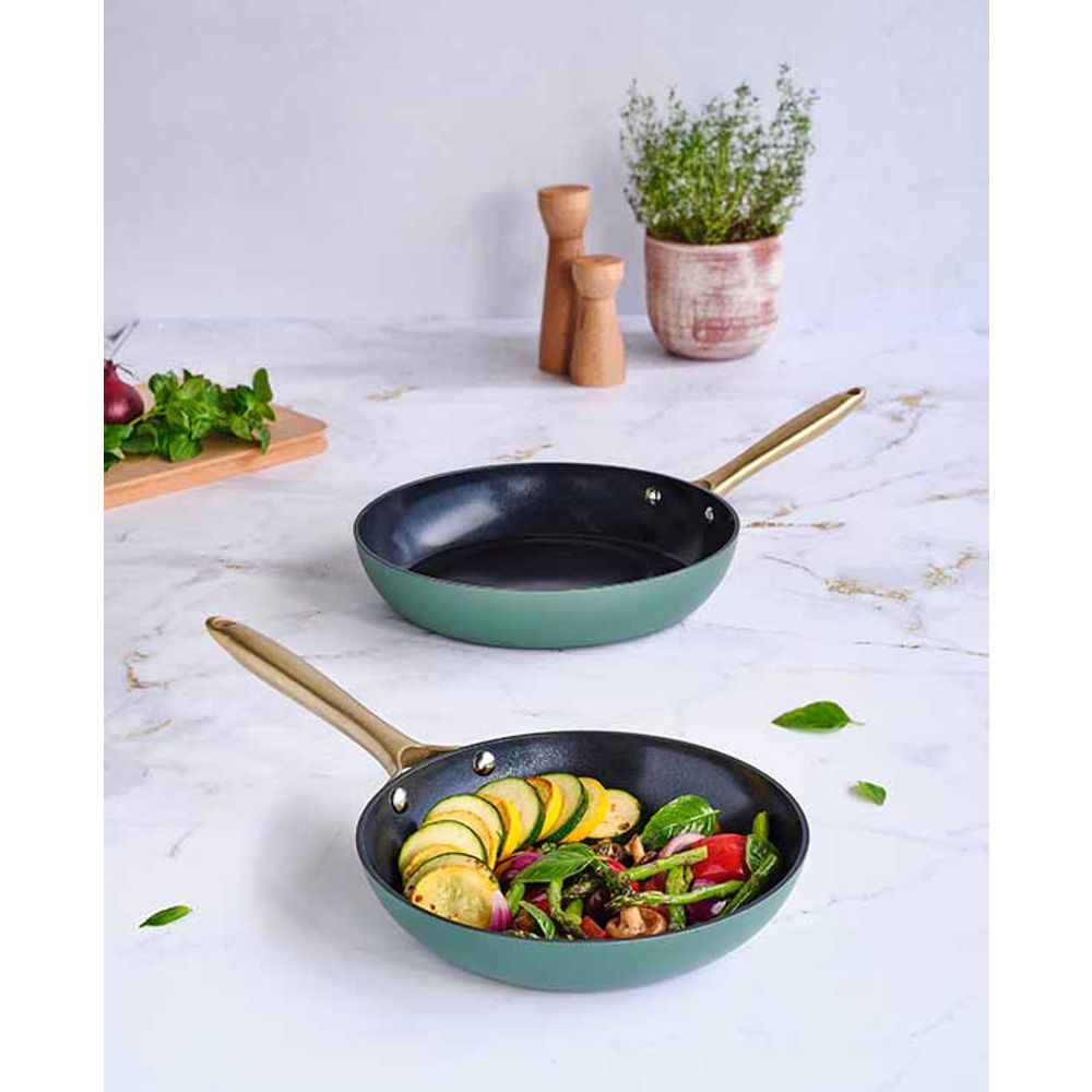 
High-Quality Frying Pan Set "Elegance" - Green & Gold