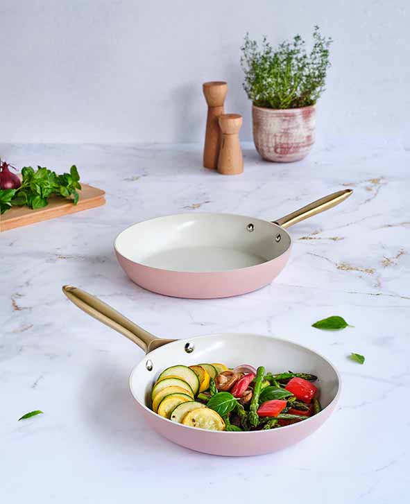 
High-Quality Frying Pan Set "Elegance" - Pink & Gold
