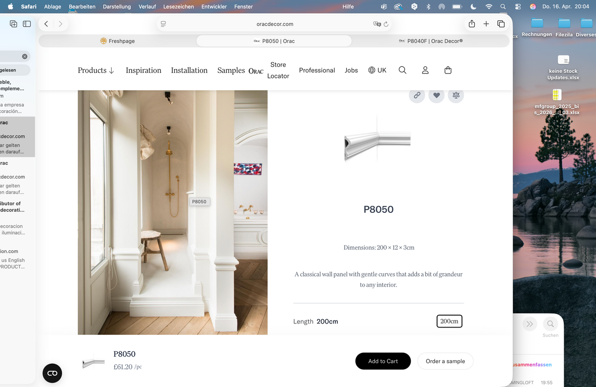 
Listello decorativo da parete «P 8050» - 200 cm