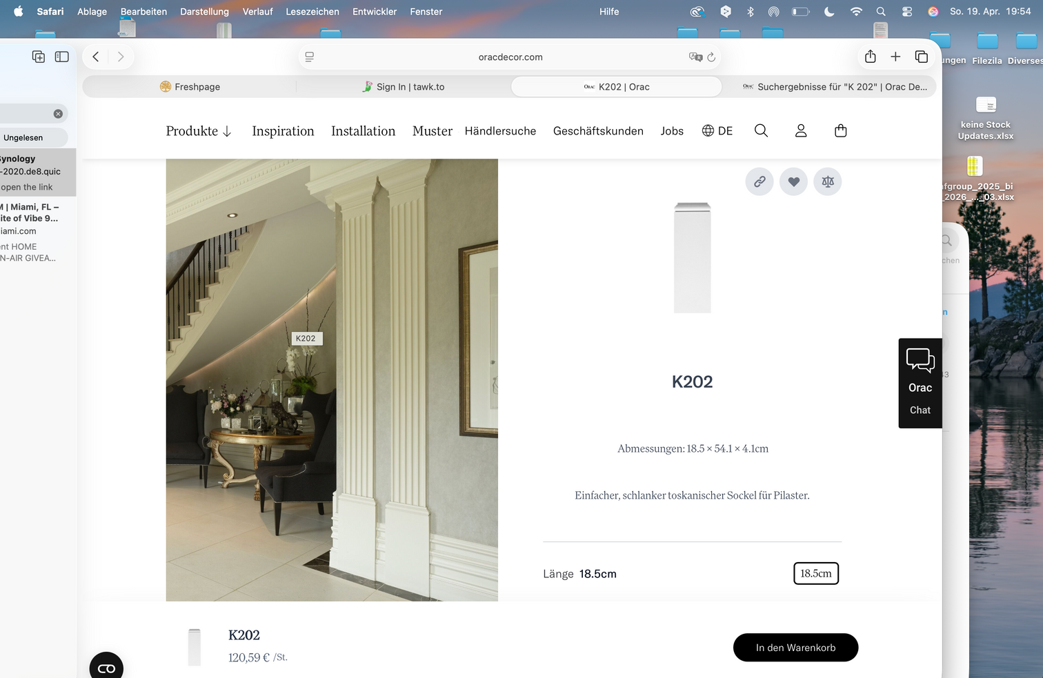 
Wall decoration element Pilaster Base "K 202" - 54.1 cm