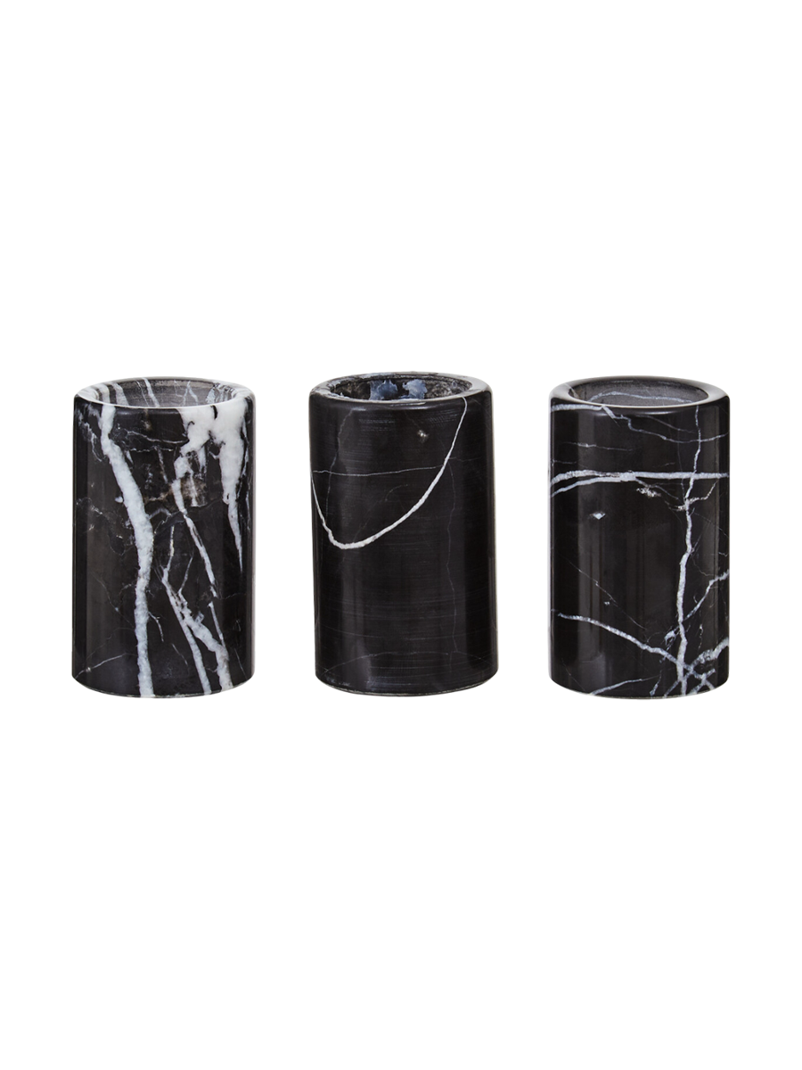
3-Piece Marble Tealight Holder Set "Salmo" (3 pieces) - Black