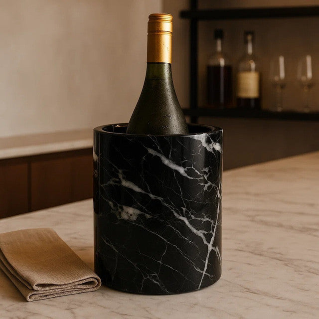 
Elegant Wine Cooler "Salmo" Made of Marble, Black