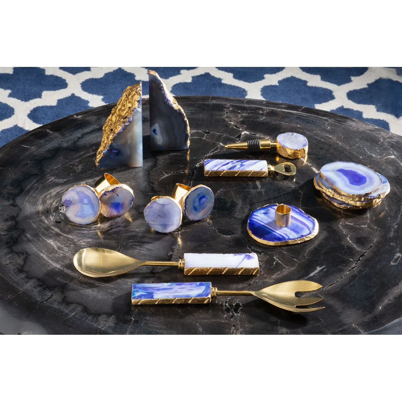 
Ensemble de 4 ronds de serviette « Agata » - Bleu