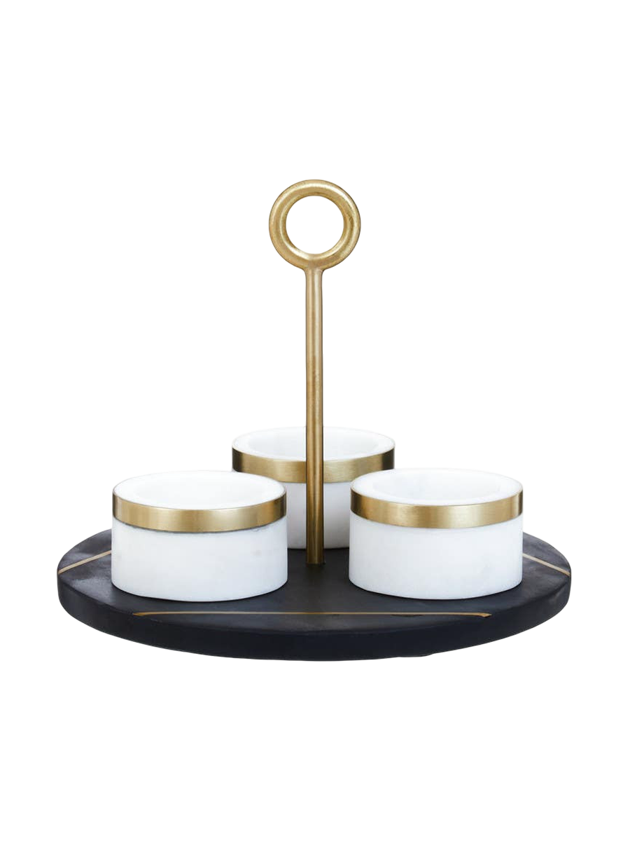 
"Omani" Spice and Sauce Dispenser Set - Marble White / Boatman