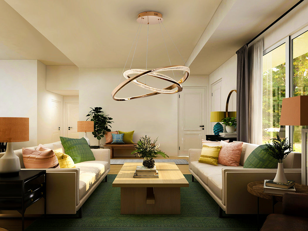 
Dimmable LED designer pendant light “Orbitas” with remote control