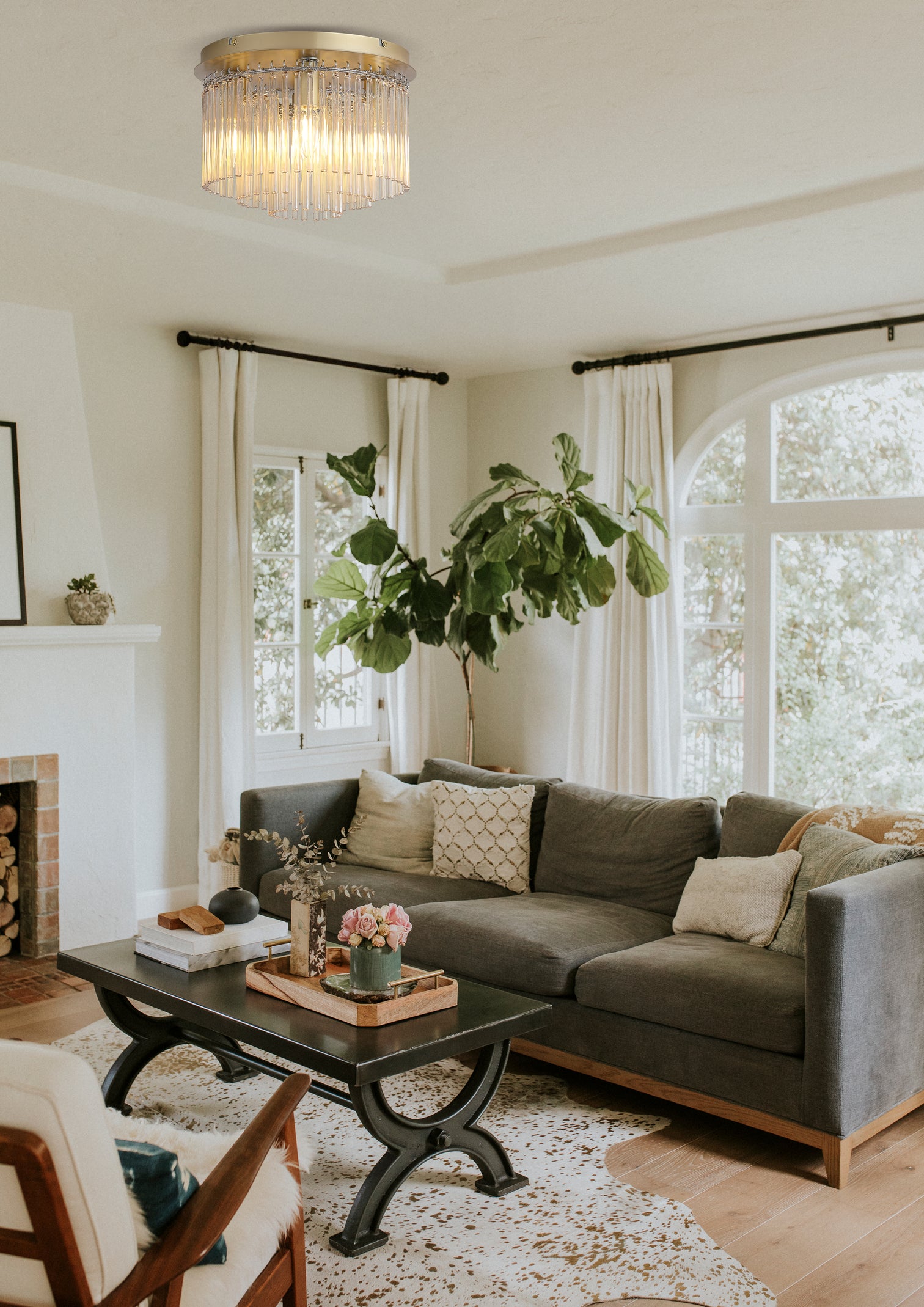 
Plafonnier de luxe "Swizzle" 5 lumières - Or, Champagne