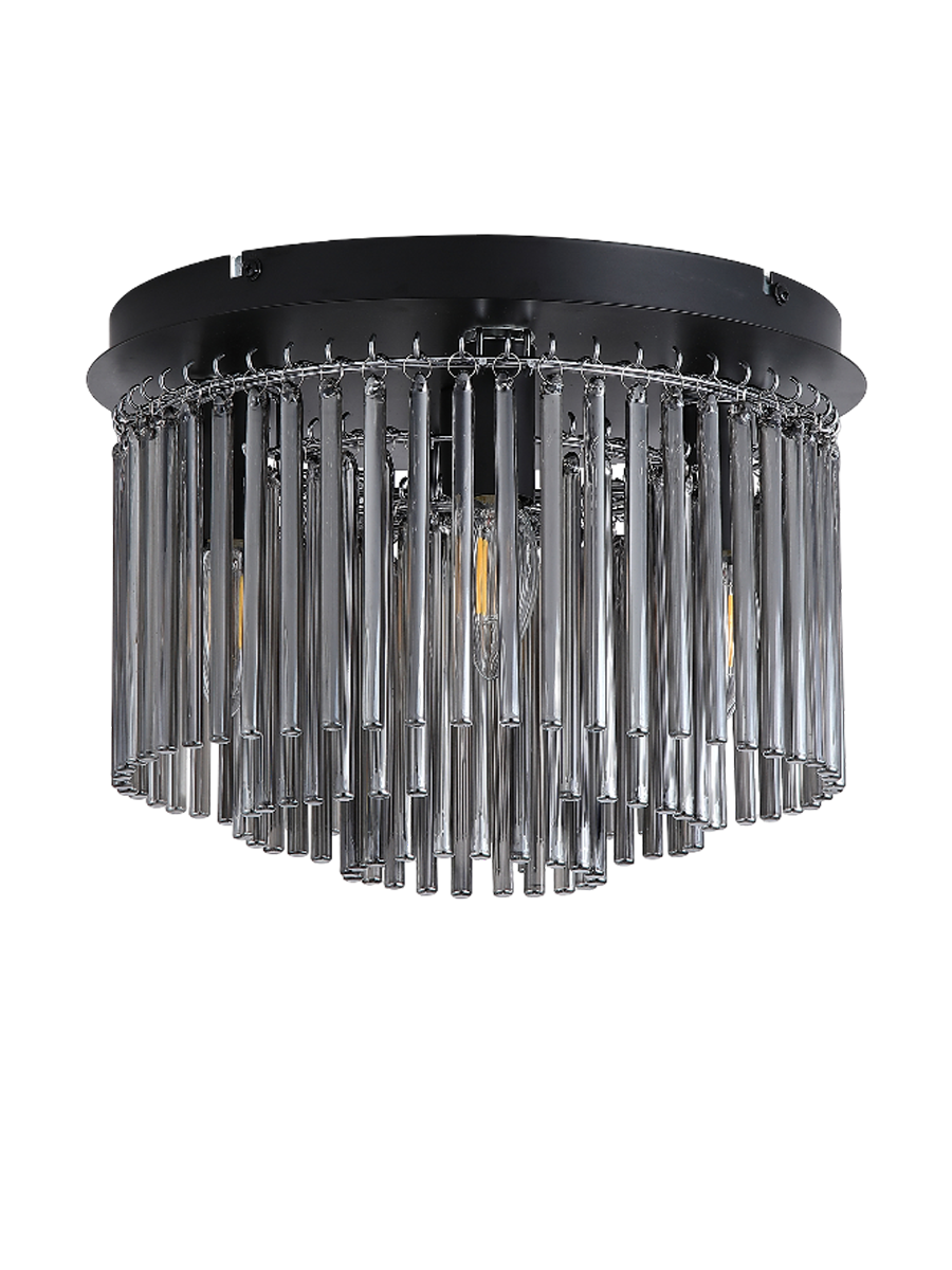 
Plafonnier de luxe "Swizzle" 5 lumières - Noir, verre fumé