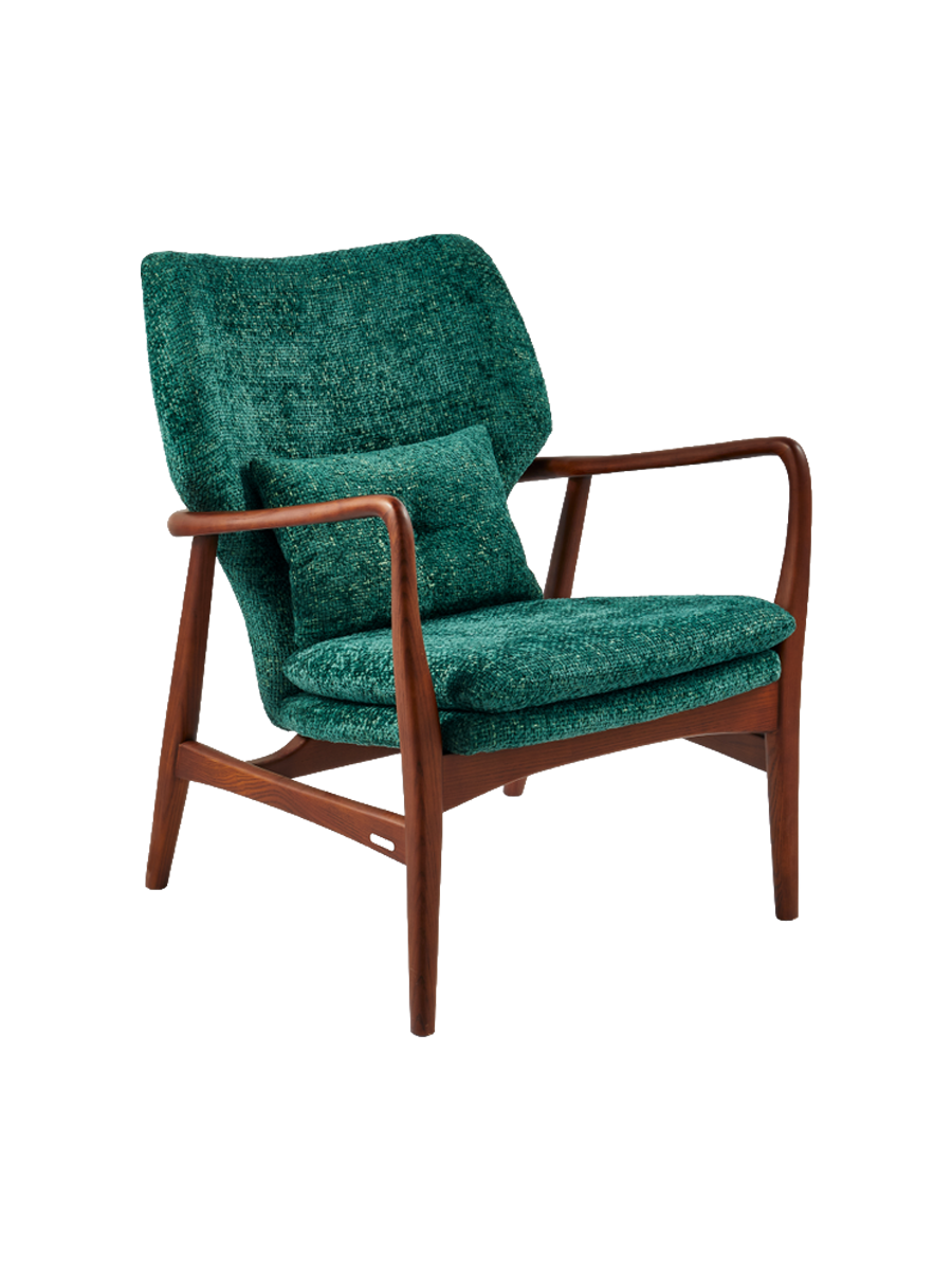 
Fauteuil design massif « Peggy » - Chenille vert foncé