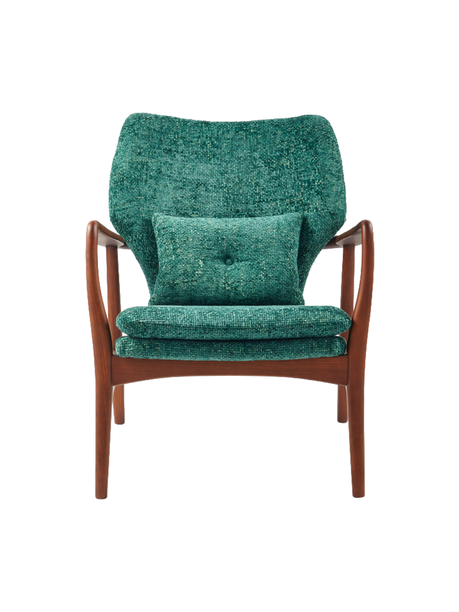 
Fauteuil design massif « Peggy » - Chenille vert foncé