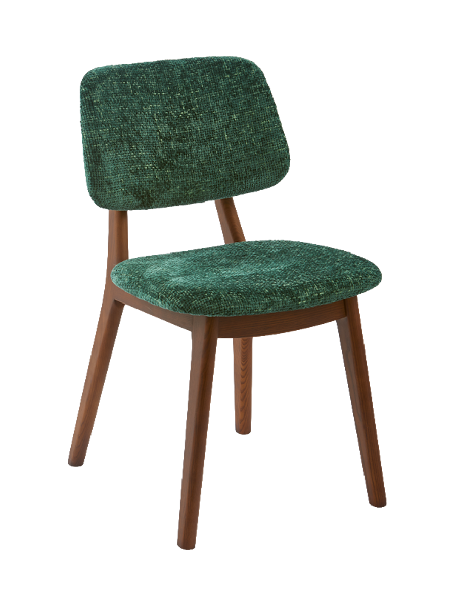 
Massiver Design Esszimmerstuhl „Happy Days“ - Chenille Grün