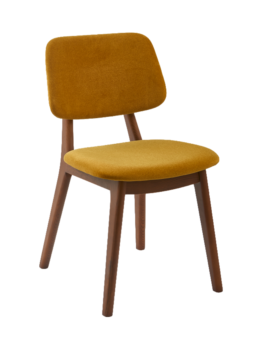 
Massiver Design Esszimmerstuhl „Happy Days“ - Ocker