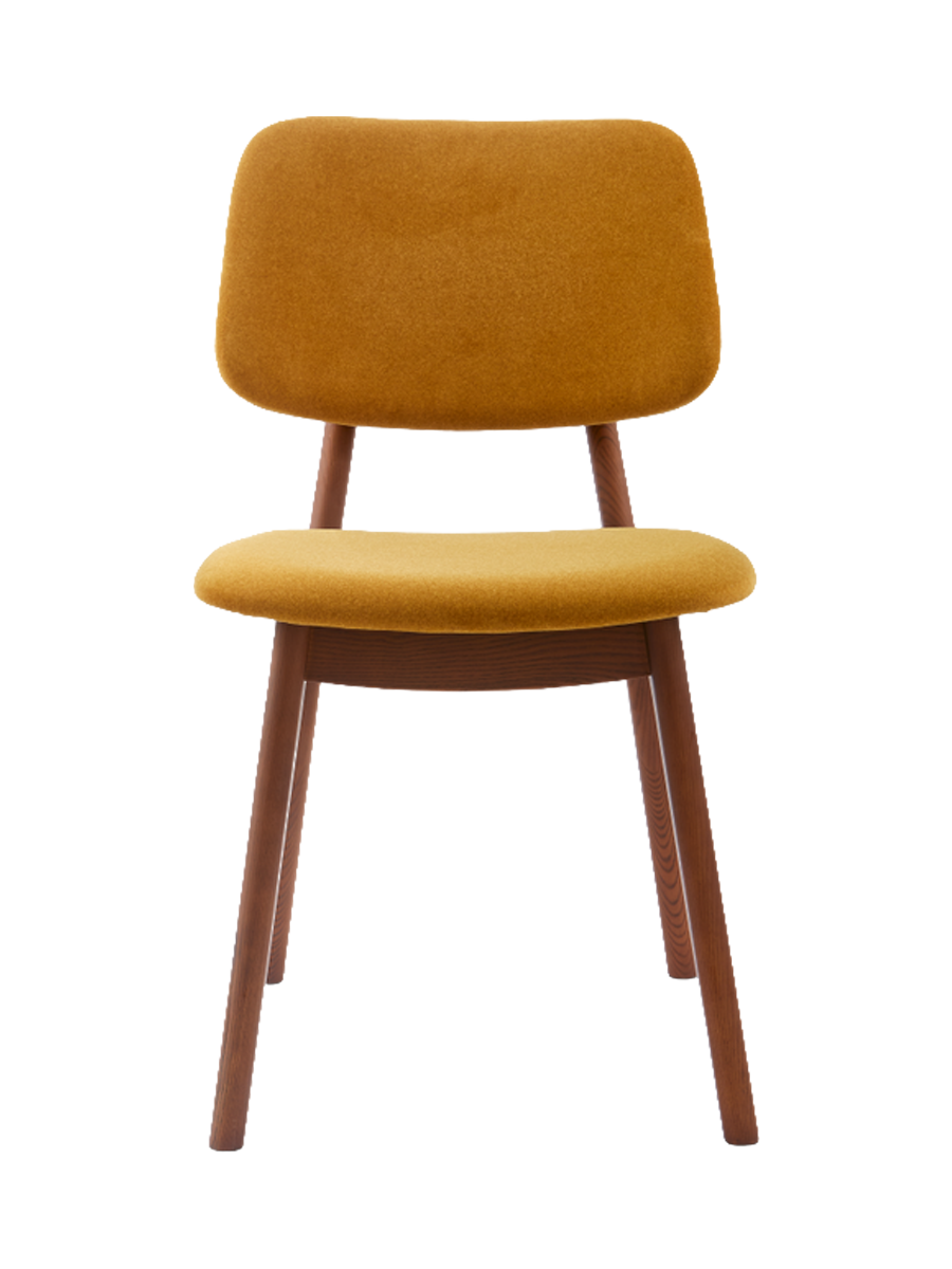 
Massiver Design Esszimmerstuhl „Happy Days“ - Ocker