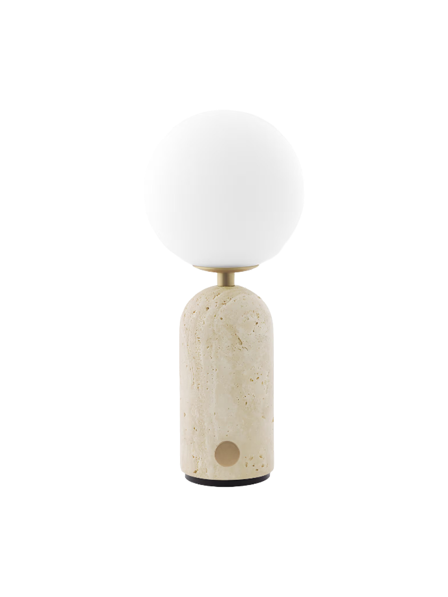 
Lampe de table design à LED portable « Torrano » avec socle en marbre - Travertin