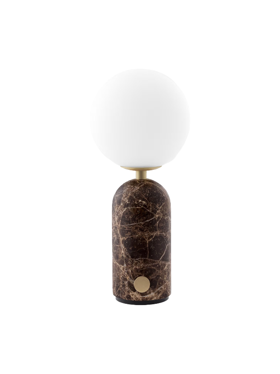 
Lampe de table design à LED portable « Torrano » avec socle en marbre - Marbre brun