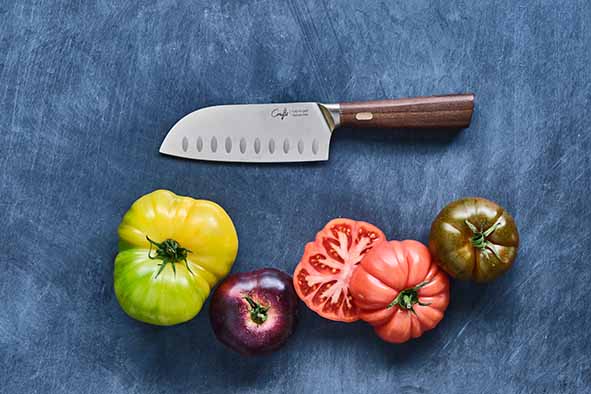 
Couteau Santoku de qualité supérieure « Couteaux & Co » avec manche en noyer