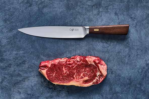 
Couteau à viande haut de gamme « Couteaux & Co » avec manche en noyer