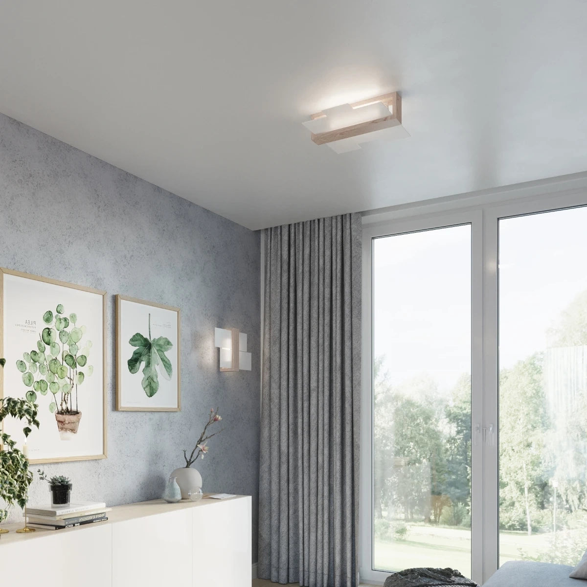 
Lampada da soffitto di design «Feniks» a 2 luci - Legno naturale