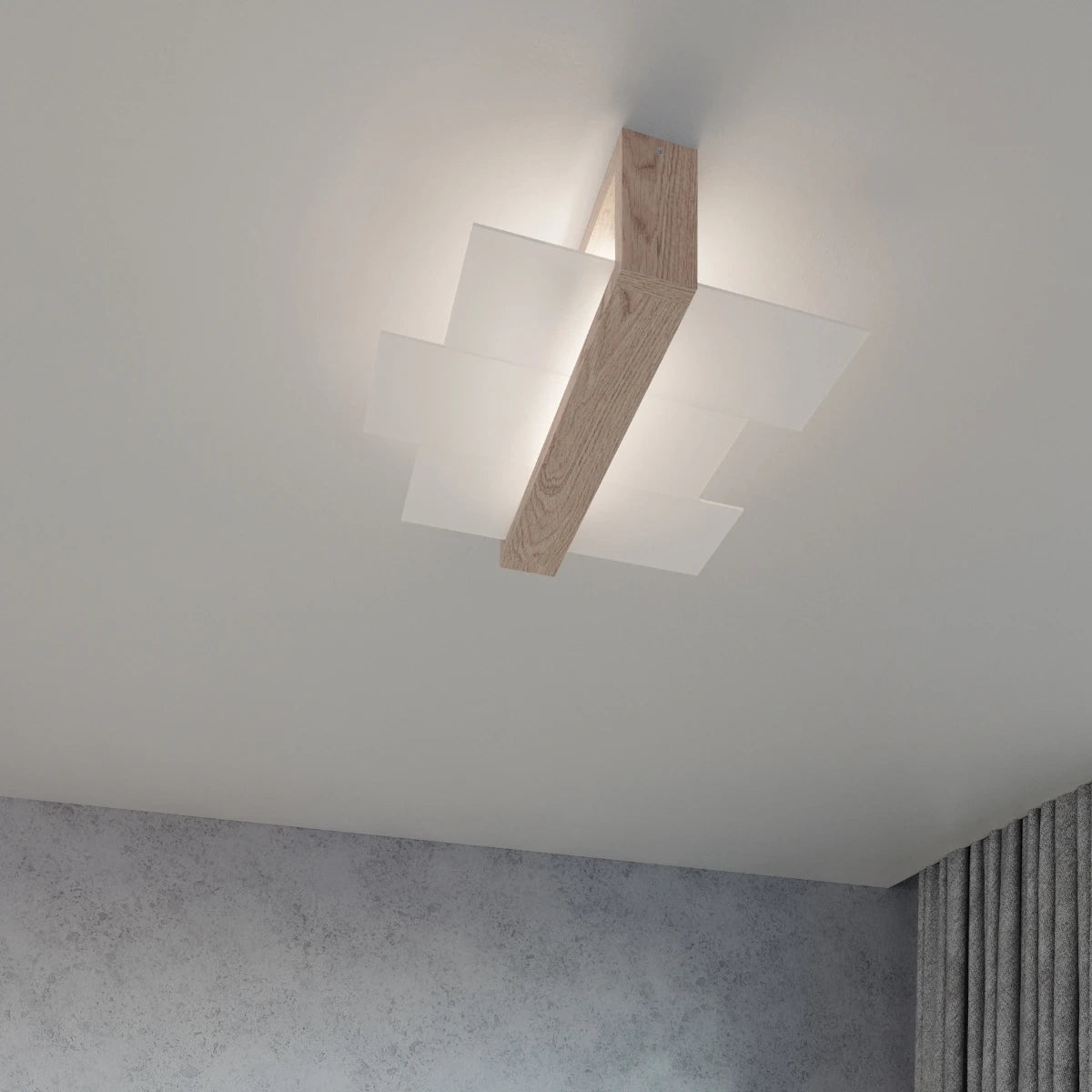 
Design Wandlampe „Feniks“ 1-flammig - Naturholz