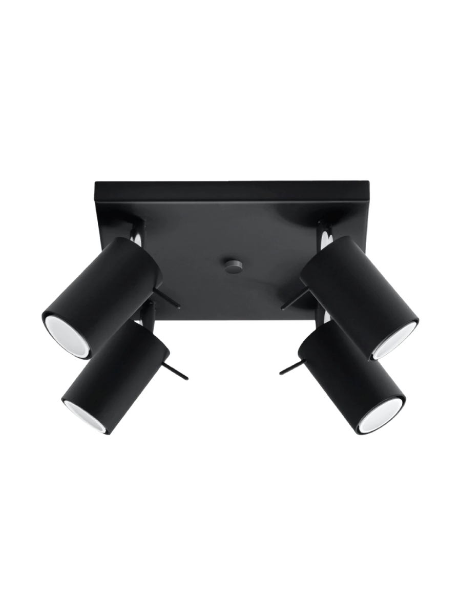 
Plafonnier design « Ring » 4 lampes (carré) - Noir