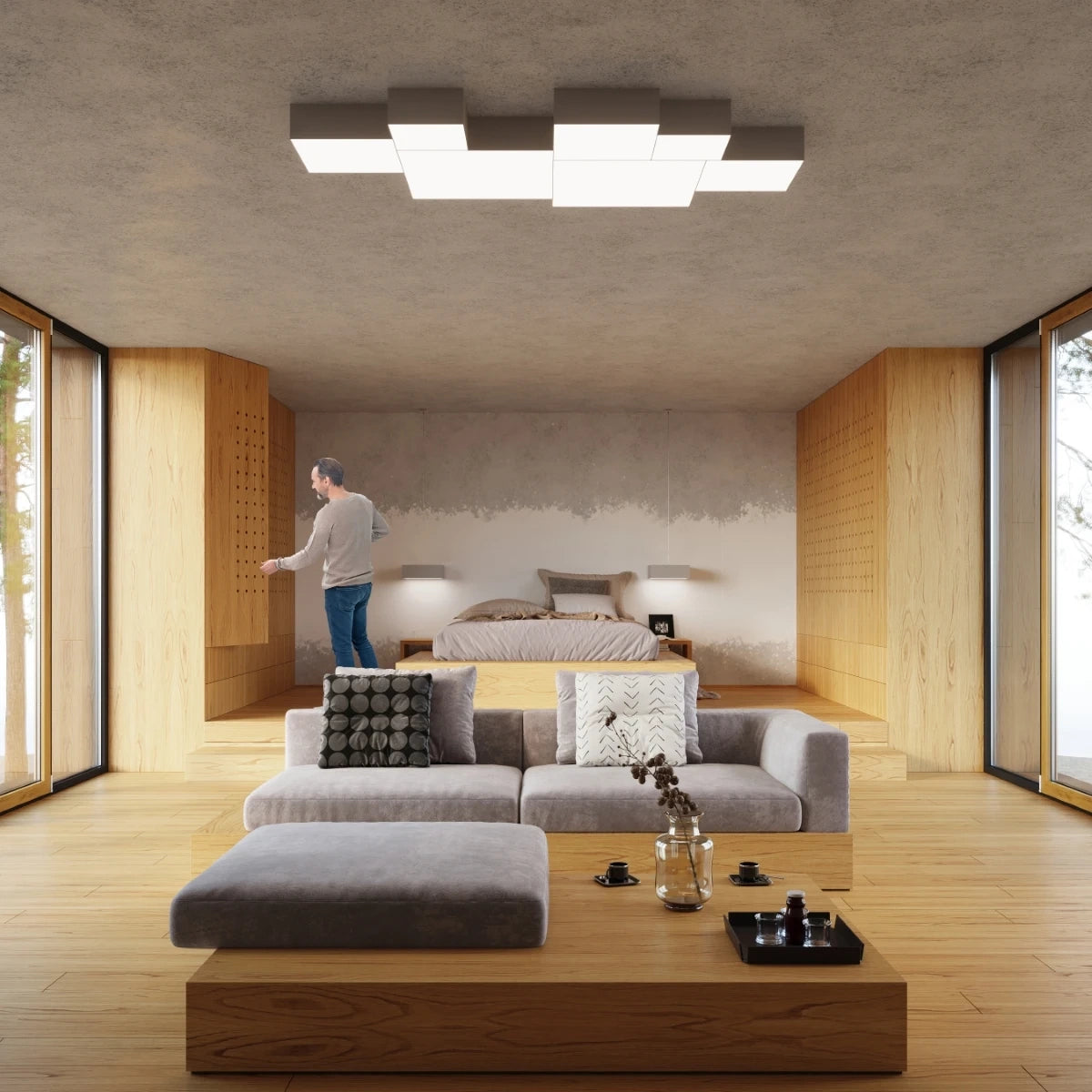 
Design Deckenlampe „Horus“ Ø 45 cm - Grau