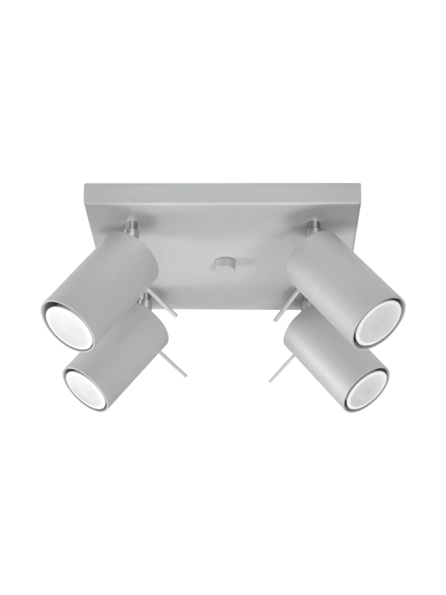 
Plafonnier design « Ring » 4 lampes (carré) - Gris