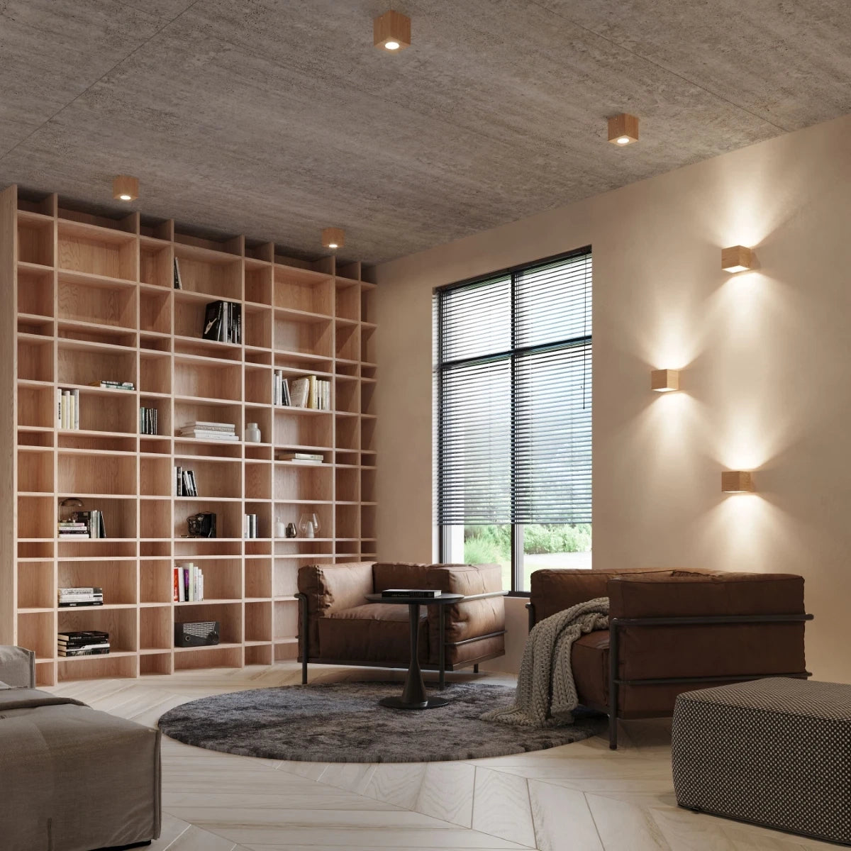 
Design Deckenlampe „Quad“ - 1-flammig - Holz
