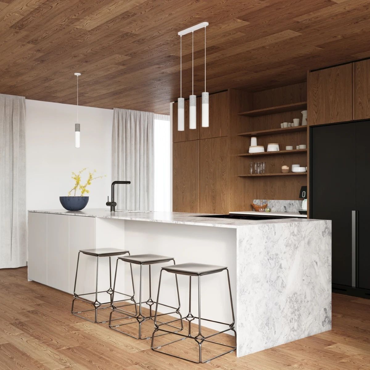 
Design Pendellampe „Borgio“ 1-flammig - Weiss, Grau