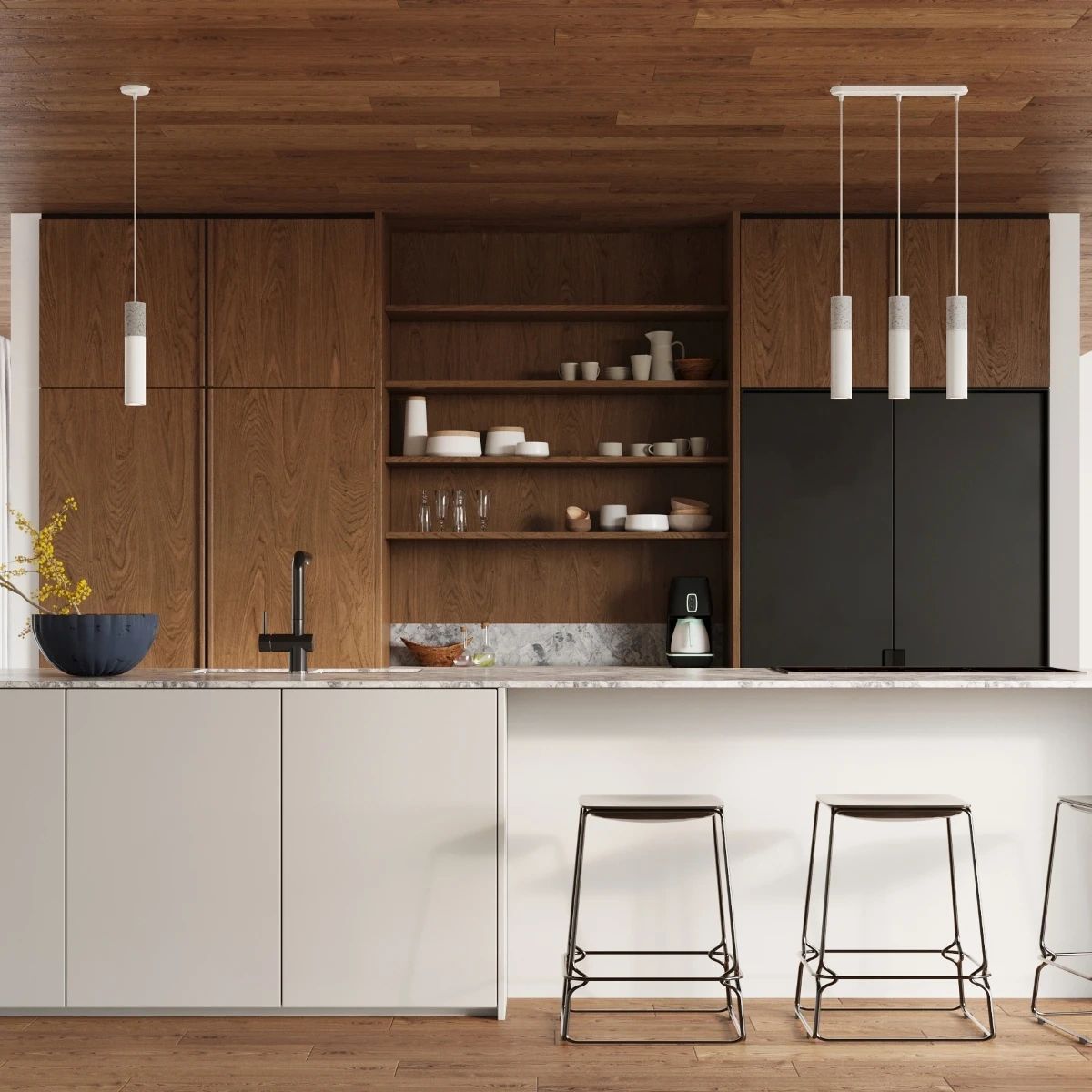 
Design Pendellampe „Borgio“ 2-flammig - Weiss, Grau
