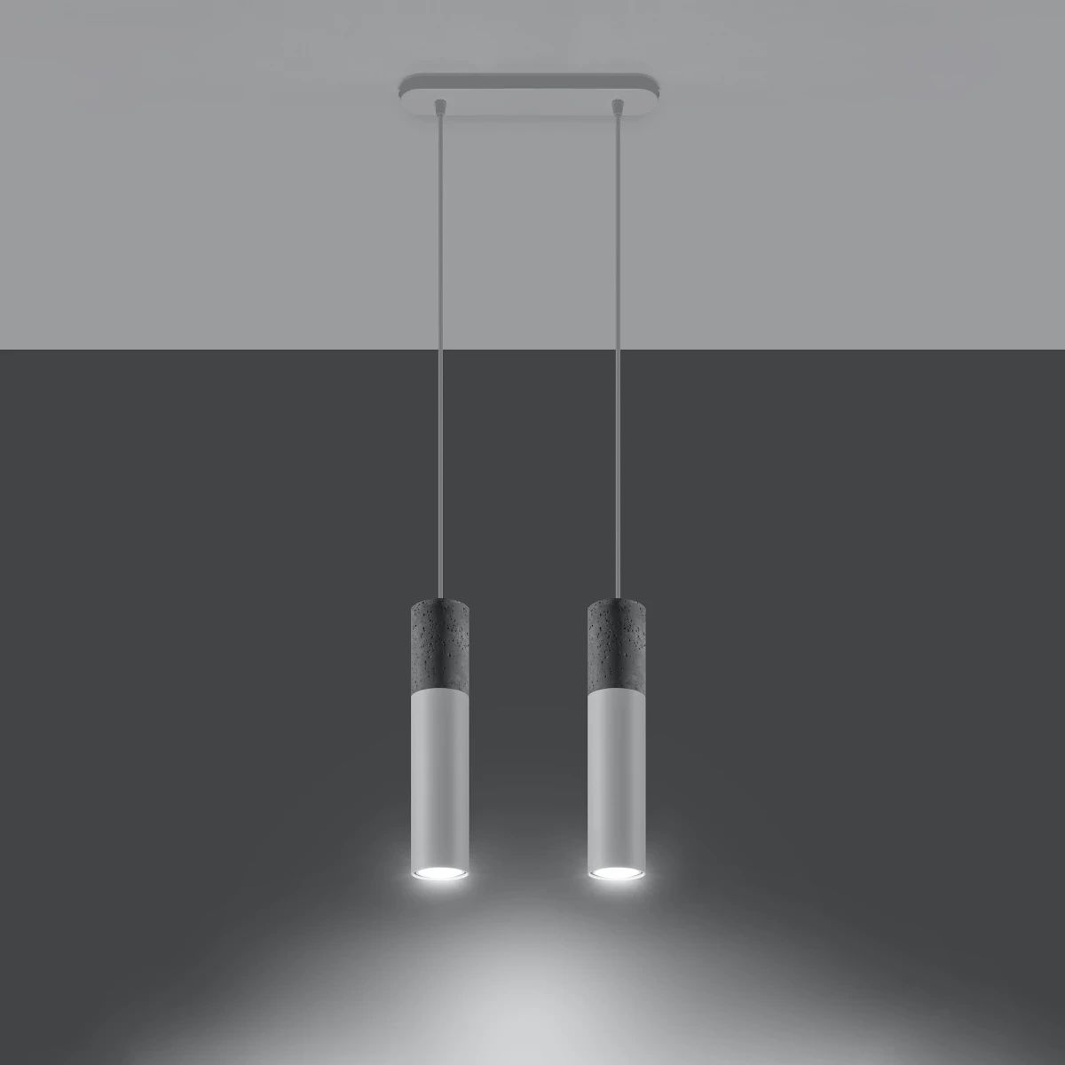 
Lampada a sospensione di design «Borgio» a 2 luci - Bianco, Grigio
