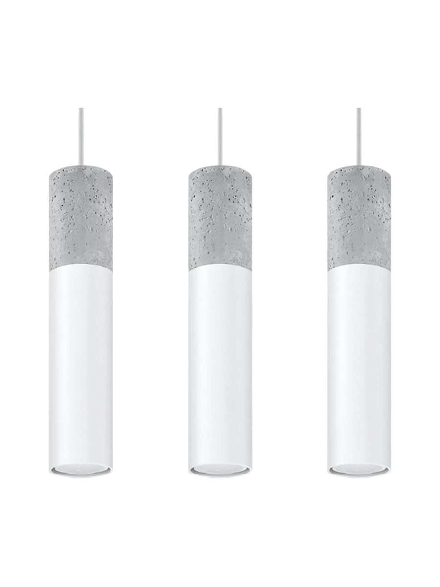 
Design Pendellampe „Borgio“ 3-flammig (linear) - Weiss, Grau