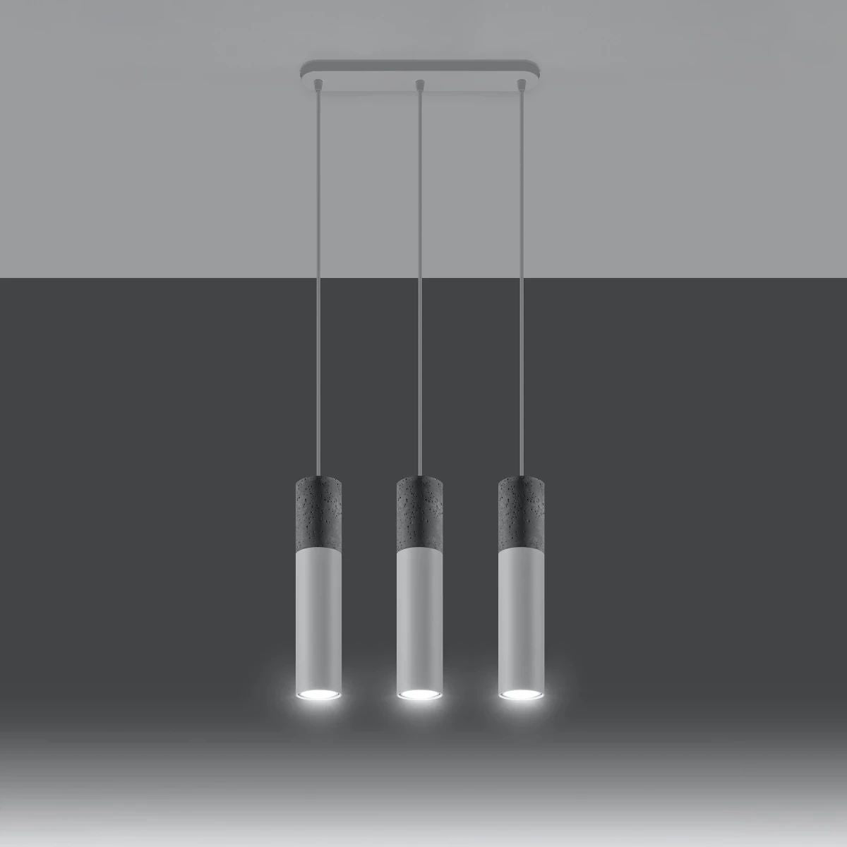 
Lampada a sospensione di design «Borgio» a 3 luci (lineare) - Bianco, Grigio